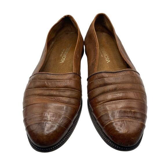 Rossinimoda Made in Italy Leather Loafers Brown Pleated Slip On Shoes 10.5 D - Picture 1 of 7